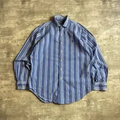 ポロラルフローレン ストライプ 長袖シャツ L ブルー ホワイト 送料無料