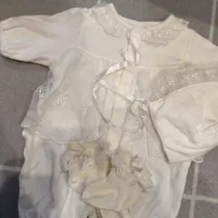 ホワイト ベビードレス レース付き