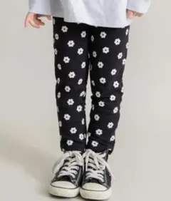 ブランシェス　花柄ボトム　カットソーパンツ　黒　デイジー　120