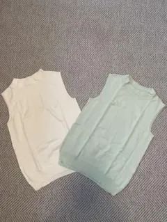 【2枚セット】GUノースリーブニット　スタンドカラー