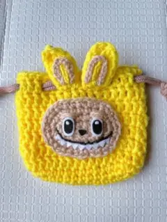 ハンドメイド　うさぎの巾着袋　黄色