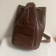 Salvatore Ferragamoレザー 巾着型 ショルダーバッグ ブラウン