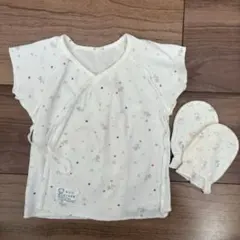 familiar 白色コンビ肌着とミトンセット