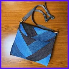 デニムリメイク⭐️メッセンジャーバッグ⭐️ショルダーバッグ⭐️ハンドメイド