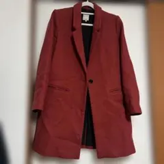 り*ご様 バーガンディ シングルボタン ロングコート