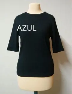《新品未使用》AZUL ブラック リブ編み 半袖 Tシャツ