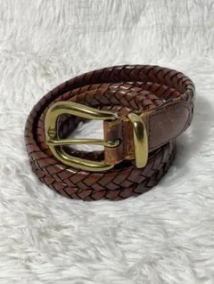 コーチ 本革　編み込み レザー ベルト ブラウン　メッシュ メンズ　レディース