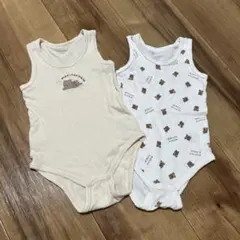 ベビー肌着 2枚セット ロンパース　新生児肌着　クマ柄