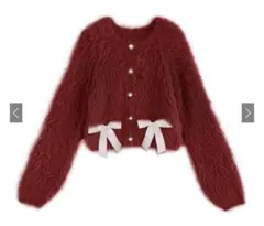 GRL シャギーニットリボンショート丈カーディガン[pm415]