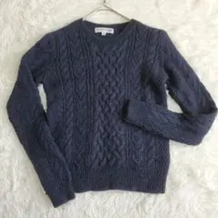 ユニクロ×イネス ウール100% ケーブルニット セーター ネイビー M 秋冬