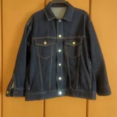 濃紺 デニムジャケット ボタンフロントLサイズフェリシモのサムネイル