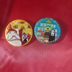 千と千尋の神隠し 刺繍缶バッジ 2点 カオナシ