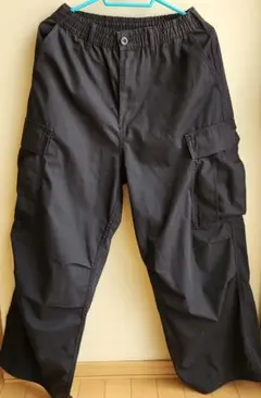 GU黒 カーゴパンツ ゴムウエスト ポケット付きサイズS