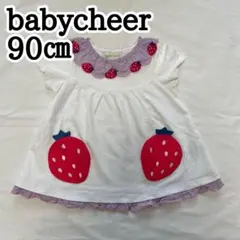babycheer 90㎝ 女の子　いちご柄ポケット　半袖チュニック　Tシャツのサムネイル
