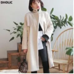 Dholic フェイクムートンダブルコート ボア　ムートン　ロングコート