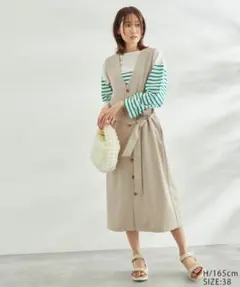 ROPÉ PICNIC 2WAY 麻調ジレジャンパースカート