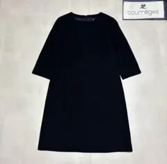 【デザインワンピース】クレージュ　courreges 11 紺　絹混　シンプル