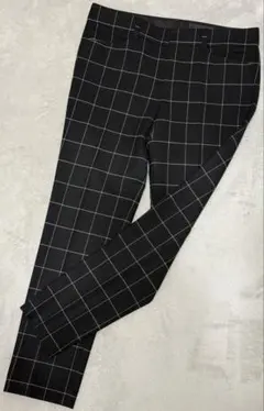 【状態良★】UNTITLED チェック柄 テーパードパンツ ブラック サイズ2