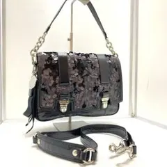 未使用　COACH poppy スパンコール 2way ショルダーバッグ　黒