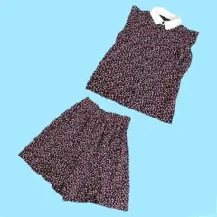 【美品】 アニエスベー セットアップ ハート柄 紺 38 A2014.2015