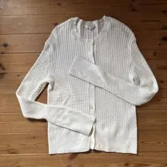 PLST ミニケーブルカーディガン　ホワイト　Ｌ