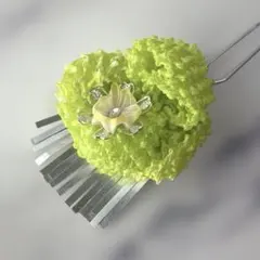 黄緑　絞り　揺れものかんざし　簪　レトロ　ヴィンテージ