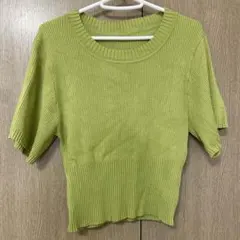 ライムグリーン 半袖リブニット grl