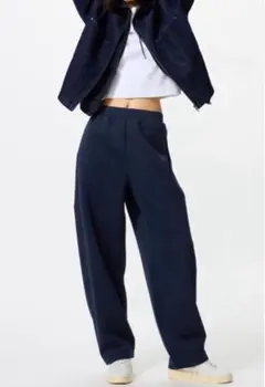 【新品未使用タグ付】UNIQLOドライスウェットカーブパンツ ネイビー M