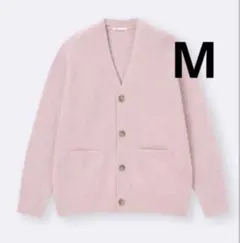 【GU】パフニットVネックカーディガン ピンク