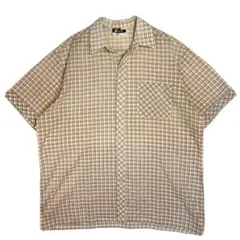 Trioia 半袖チェック柄シャツ レトロ 古着 開襟シャツ