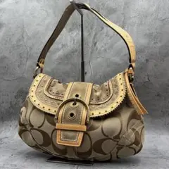 COACH ショルダーバッグ 本革 スタッズ スエード ボヘミアン 良品 