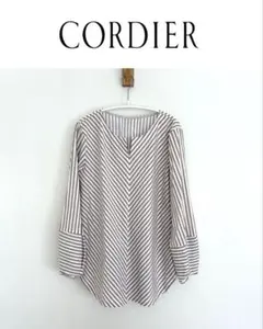 【美品】CORDIER コルディア ストライプ ブラウス 長袖 サイズ40 夏のサムネイル