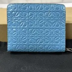 LOEWE ロエベ 二つ折り財布 アナグラム ブルー - メルカリ