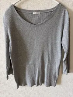 Honeys ハニーズ リブトップス Vネック 長袖 グレー カットソー
