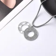 sale ダブルリング デザイン ネックレス ペンダント 男女 シンプル