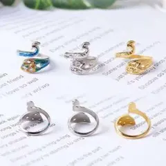 孔雀デザイン 帯締め飾り 合金アクセサリー スネークモチーフ リングセット 3点