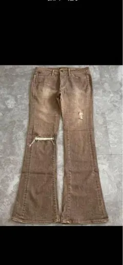 ダメージ グランジ クラッシュ ベルボトム フレアジーンズ デニムパンツ Y2K