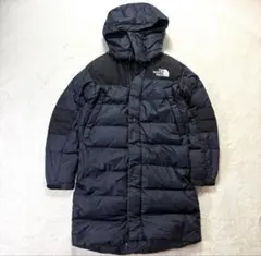 ノースフェイス ロングダウン WINDSTOPPER 黒×ネイビー XS