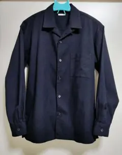 GU オープンカラーシャツ(長袖) ブラック