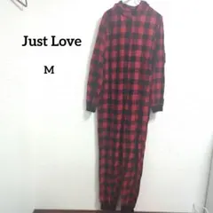 海外古着 1点物 Just Love フード オールインワン M 赤黒チェック