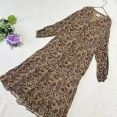 【ニコアンド】ペイズリー柄　ロングシャツワンピース　ゆったり　羽織り　ジレ　Ｍ