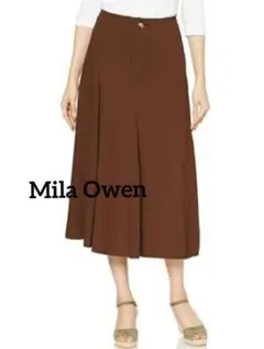 新品未使用　ミラオーウェン アシメボリュームスコッチ釦フレアスカート 茶