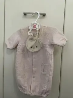 Cottoli ピンク キルティング 新生児 女の子 うさぎ コンビドレス