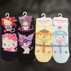 新品♡サンリオ♡キティ&クロミ&ポムポムプリン&シナモロール♡靴下4足セットのサムネイル