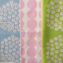 Marimekko はぎれ 春色　水色&ピンク&黄緑