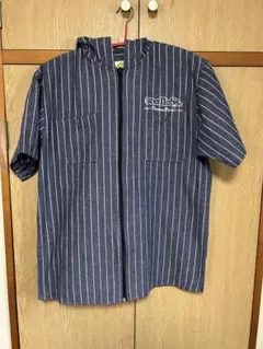 seedless zip up hoody デニムストライプ