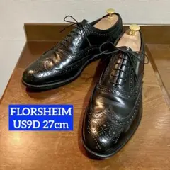 【FLORSHEIM】ウィングチップシューズ ブラック US9D 27cm 青窓のサムネイル