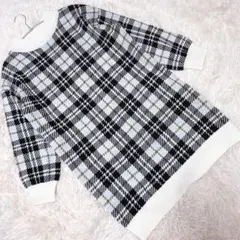 【美品❣️】COLZA コルザ　ニット　セーター　チェック　丈長め　グリーン