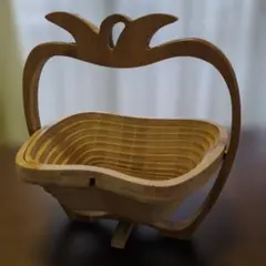 折りたたみ式木製リンゴ型くだものかご　未使用品