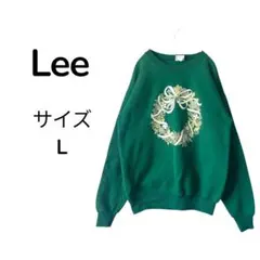 Lee アメリカ 製 古着 スウェット ロゴ サイズ L 緑 色 90s 花